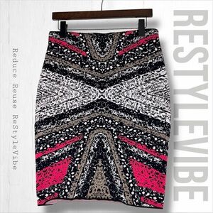 DIANE VON FURSTENBERG Women’s Size M Skirt Knit Pencil Knee Length Stretch Aztec